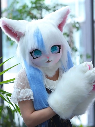 Fursuit Cosplay Headset Furry Costume Paw Head Animal Cat Rabbit Doll Beast Mask - Picture 3 of 49