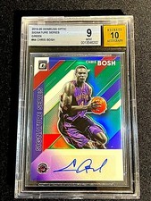 CHRIS BOSH 2019-20 OPTIC SIGNATURE SERIES GREEN PRIZM SP AUTO BGS 9 MINT G1966