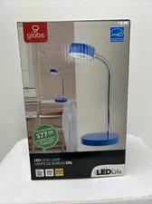 Globe Electric 12645 Energy Star Integrated LED Desk Lamp, Retro Blue, Chrome