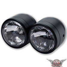 H4 H7 Doppel Scheinwerfer schwarz Motorrad Cu...
