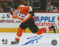 Travis Sanheim Shoot Autographed Signed Philadelphia Flyers Hockey Photo JSA PSA
