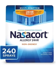 Nasacort Allergy 24HR. 240 Sprays Total Non-drowsy & Alcohol Free Exp 04/25