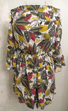 MNG Mango women's ochre/green leaf pattern off shoulder playsuit size L