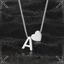 Women Stainless Steel A-Z 26 Glossy Letters Pendant Alphabet Adjustable Necklace