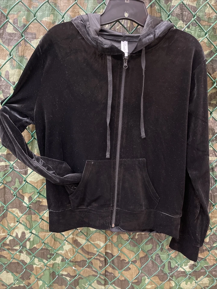 Sudadera con capucha de terciopelo con cremallera alas de ángel alas de lentejuelas plateadas cremallera ligera negra 3XL Foto 4 de 4