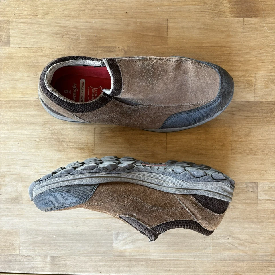 Mocasín Wrangler Resistente Marrón Gamuza Cuero Sin Cordones Espuma con Memoria Zapatos para Hombres 9 Foto 4 de 4