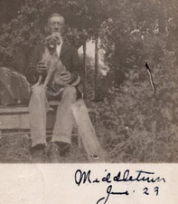 Man Holding Dog Pet Middleton New Jersey RPPC Real Photo Antique Snapshot 1908
