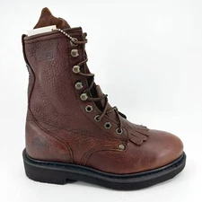 Bonanza 8" Kiltie Lacer Brown Oiled Leather Mens Steel Toe Work Boots BAT817