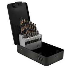 13Pc Hyper-Step High-Speed Cobalt Stubby Reduced Shank Drill Bit Set, Tungsten-C