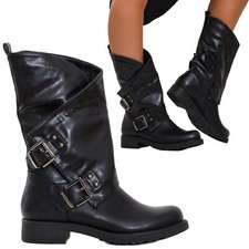 Womens Biker Boots Motorcyclist Ankle Ankle B...
