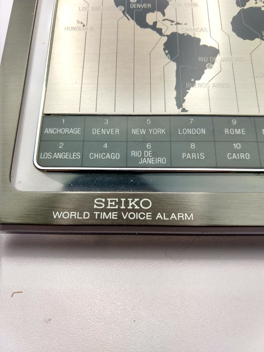 Seiko World Time Voice Alarm Retro Desk Clock 20 Cities