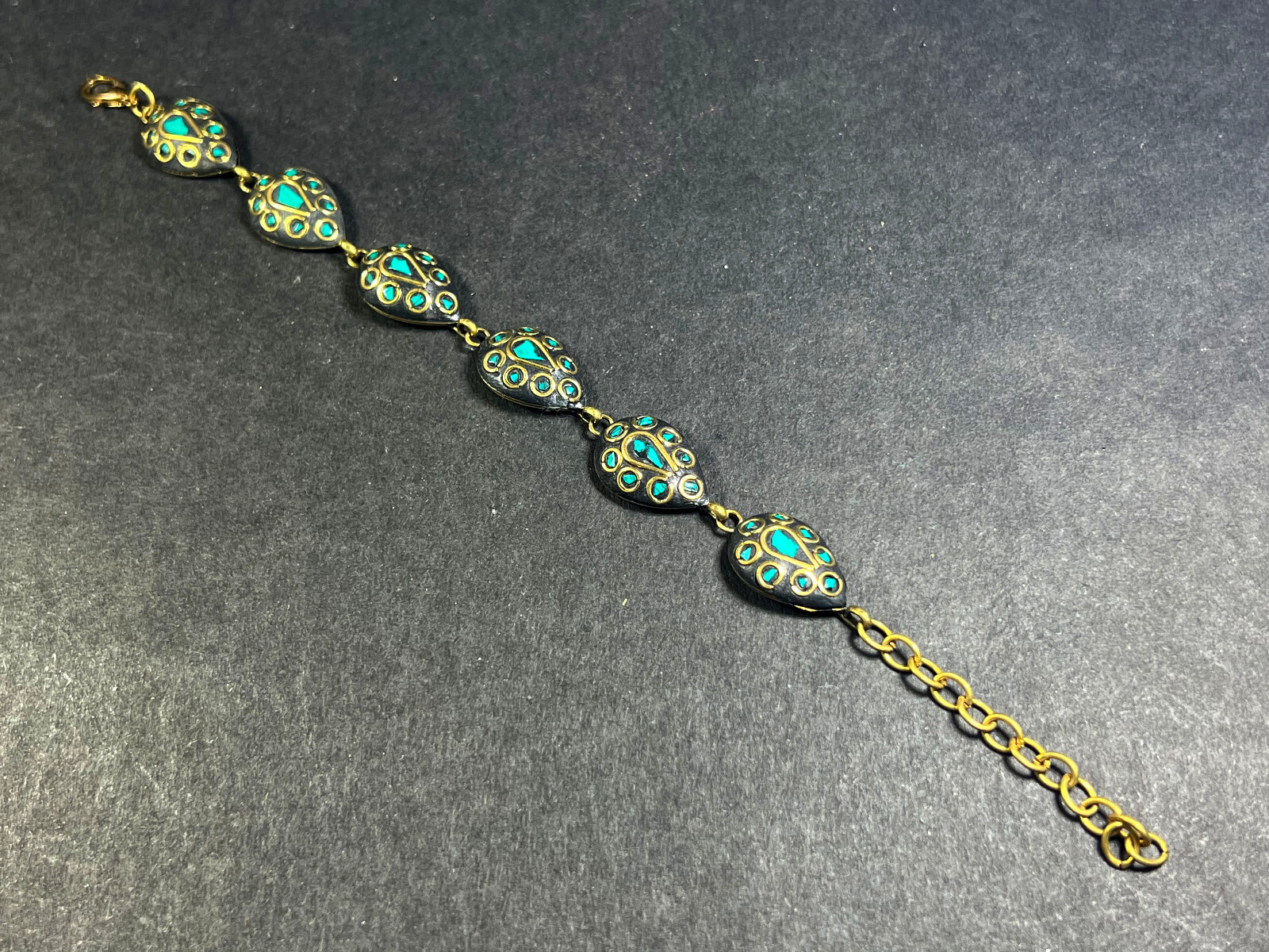 B4340 Ethnic Brass Resin Adjustable Hand Carved Bangle Gift BRACELET Nepal