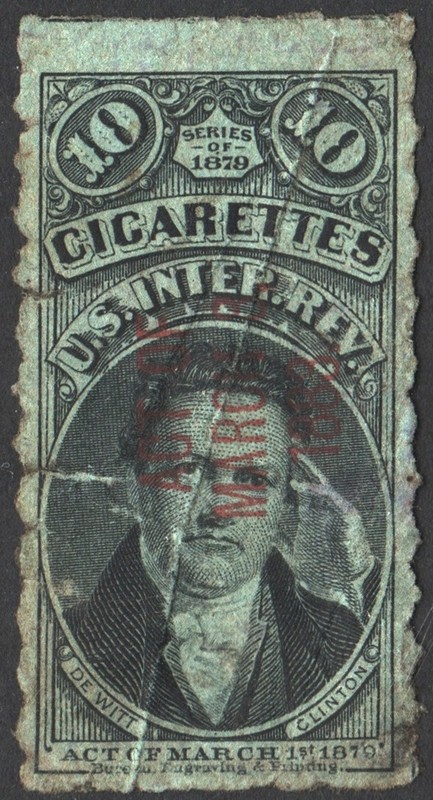 TA13 Series of 1879 Cigarette Revenue Stamp: 10 Cigarettes (1879) Used