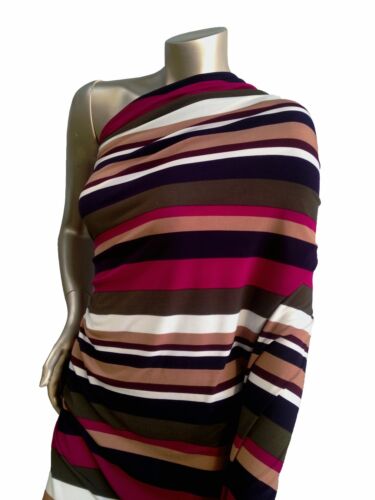Fall Stripes Pattern on Stretch Lightweight Knit Jersey Polyester Spandex Fabric - Picture 2 of 5