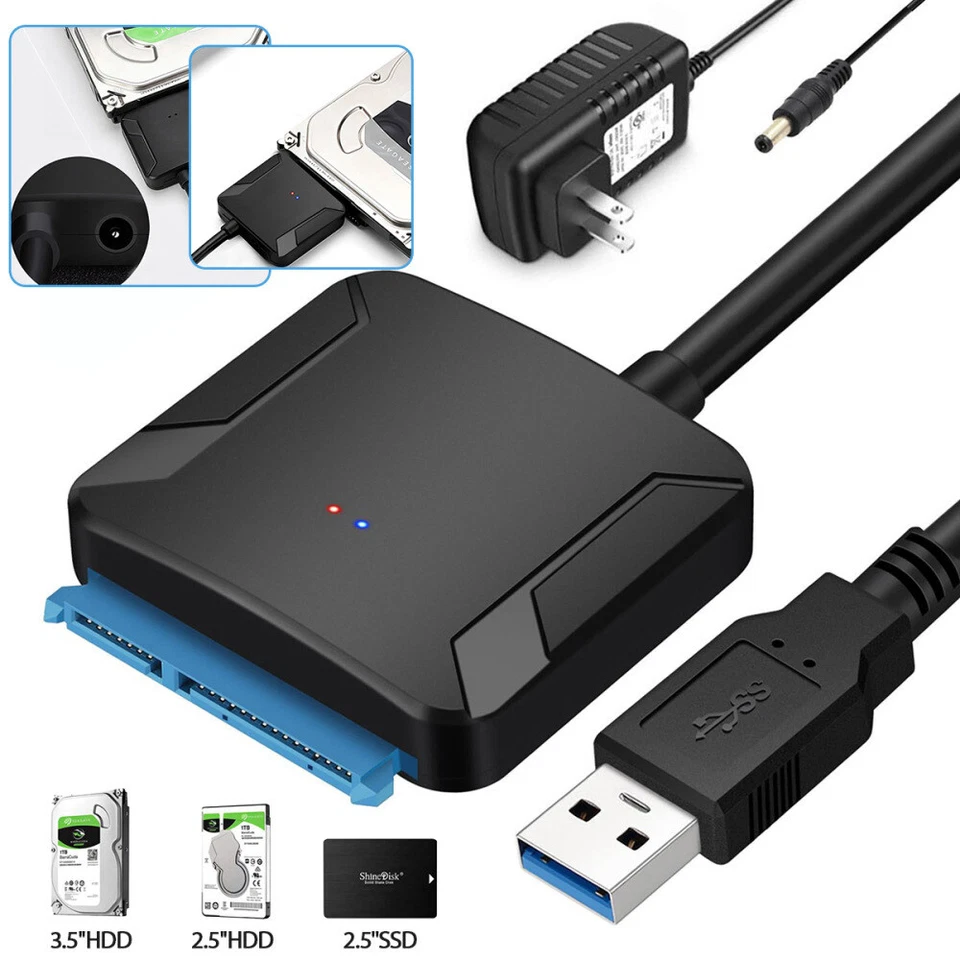 USB 3.0 auf zu SATA III Adapter Kabel Für 2,5" 3.5" Festplatte PC Laptop HDD SSD - Bild 2 von 4