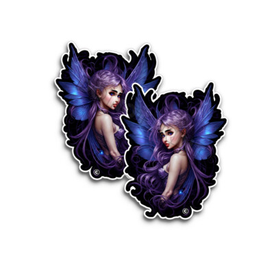 Fairy Stickers Cute Happy Purple Pixie Stickers Die Cut Decals M33301 Set of 2