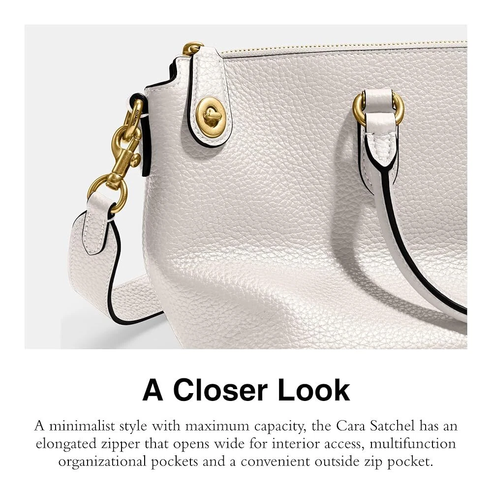 Borsa a tracolla Coach Cara in morbida pelle con ciottoli gesso bianco CE741