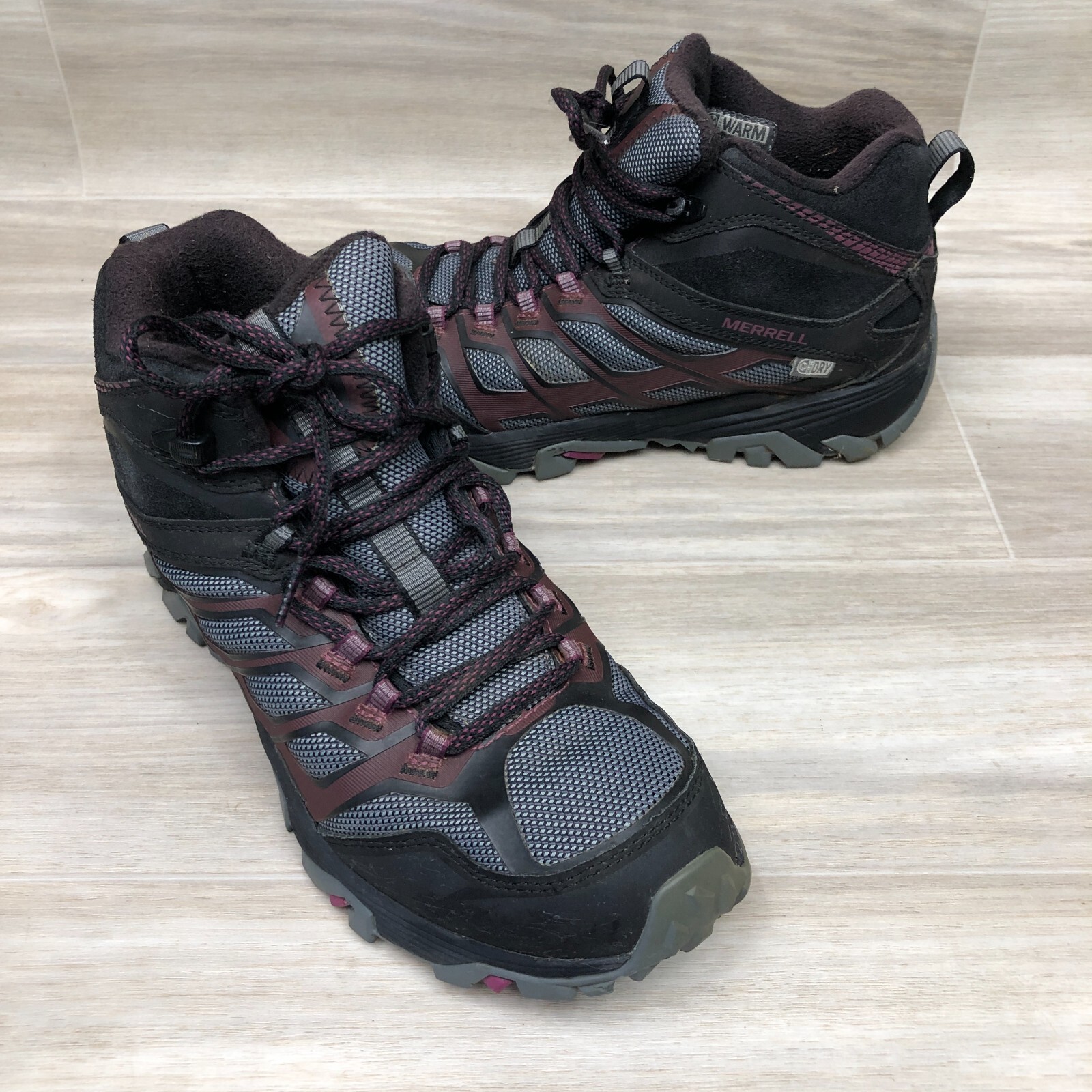Scarpe da trekking Merrell donna nere sintetiche e pelle Moab FST ghiaccio + termiche 8 5