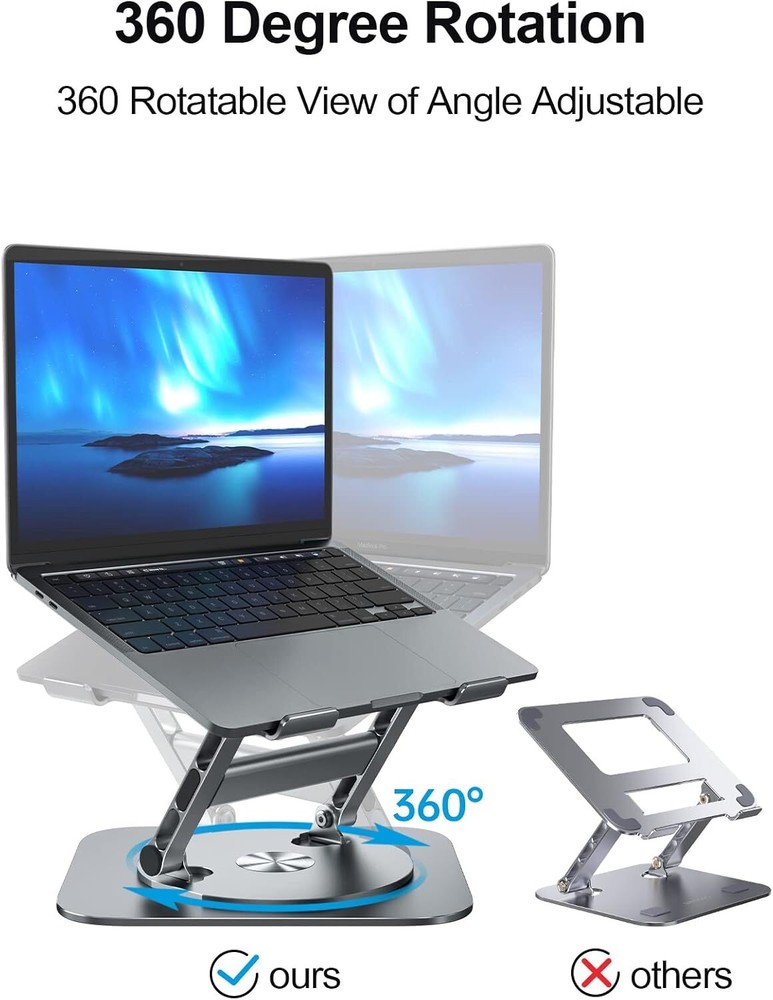 360° Swivel Aluminum Laptop Stand Ergonomic Computer Riser Not...  
