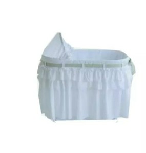 blue and white bassinet