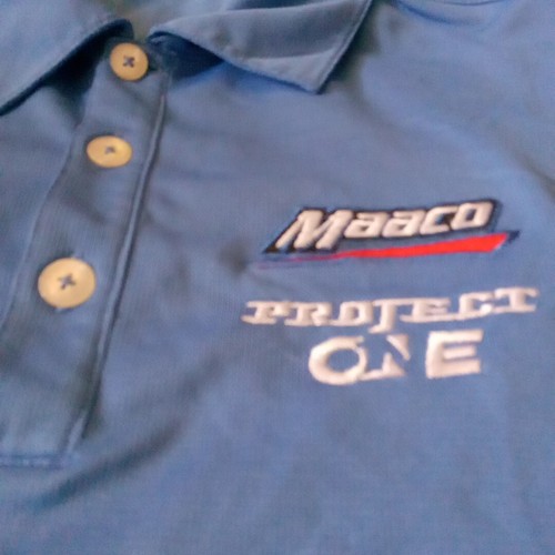 Nike Dri Fit Maaco Project One Blue Golf Polo Mens Large Button Up - Picture 2 of 7