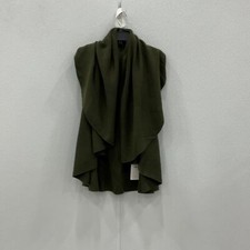 Nwt Look By M Womens Shawl Vest Draped Hooded Casual Knit Olive Green One Size