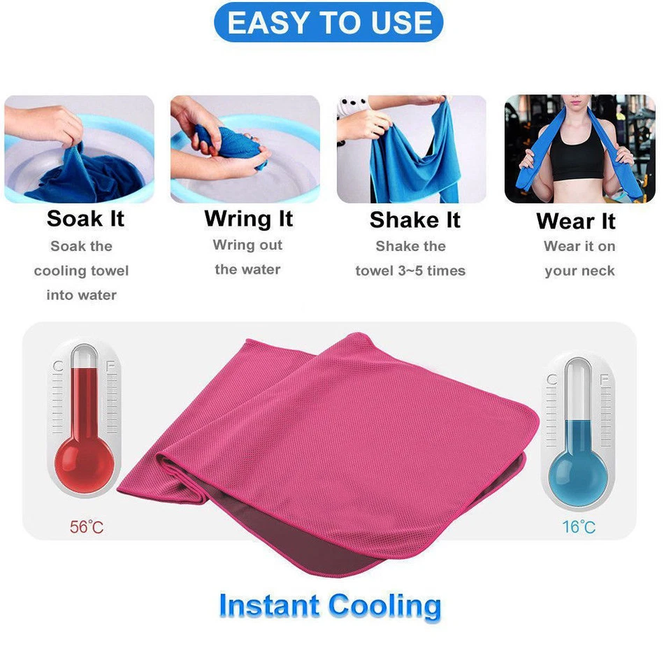TOALLA DE ENFRIAMIENTO para Gimnasio Yoga Entrenamientos Deportes Correr Correr Fitness Golf Aire Libre Foto 4 de 4