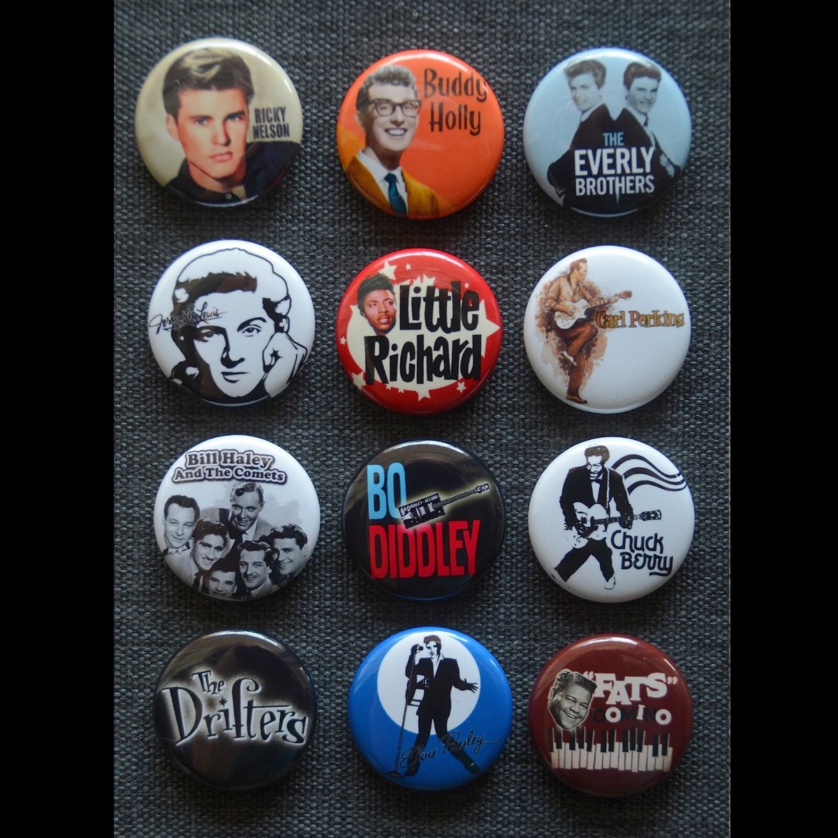 1950's Rock and Roll / Pinback Buttons (Set of all 12) / Various