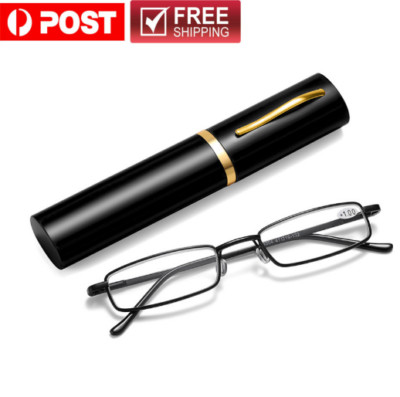 Eyeglasses Reading Glasses with Pen Clip Tube Case Readers for Men Women
