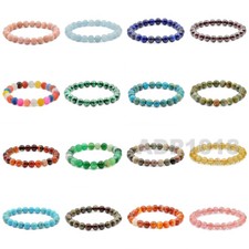 8mm Grade A Gemstone Semi Precious Round Beads Stretch Bracelet 7  Unisex