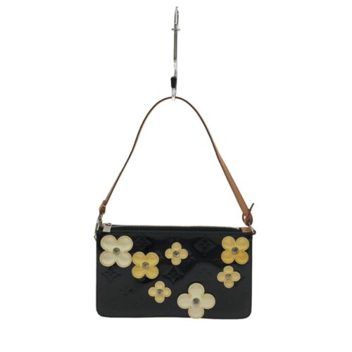 Louis Vuitton Vernis Flower Lexington Noir Black Handbag Patentleather M92245 AB - 第 1/24 張圖片