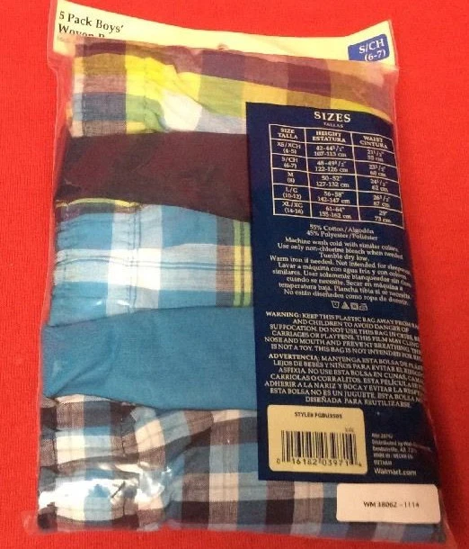 Boxers de tecido xadrez Faded Glory Boy's S (6-7) pacote com 5 - Imagem 2 de 2