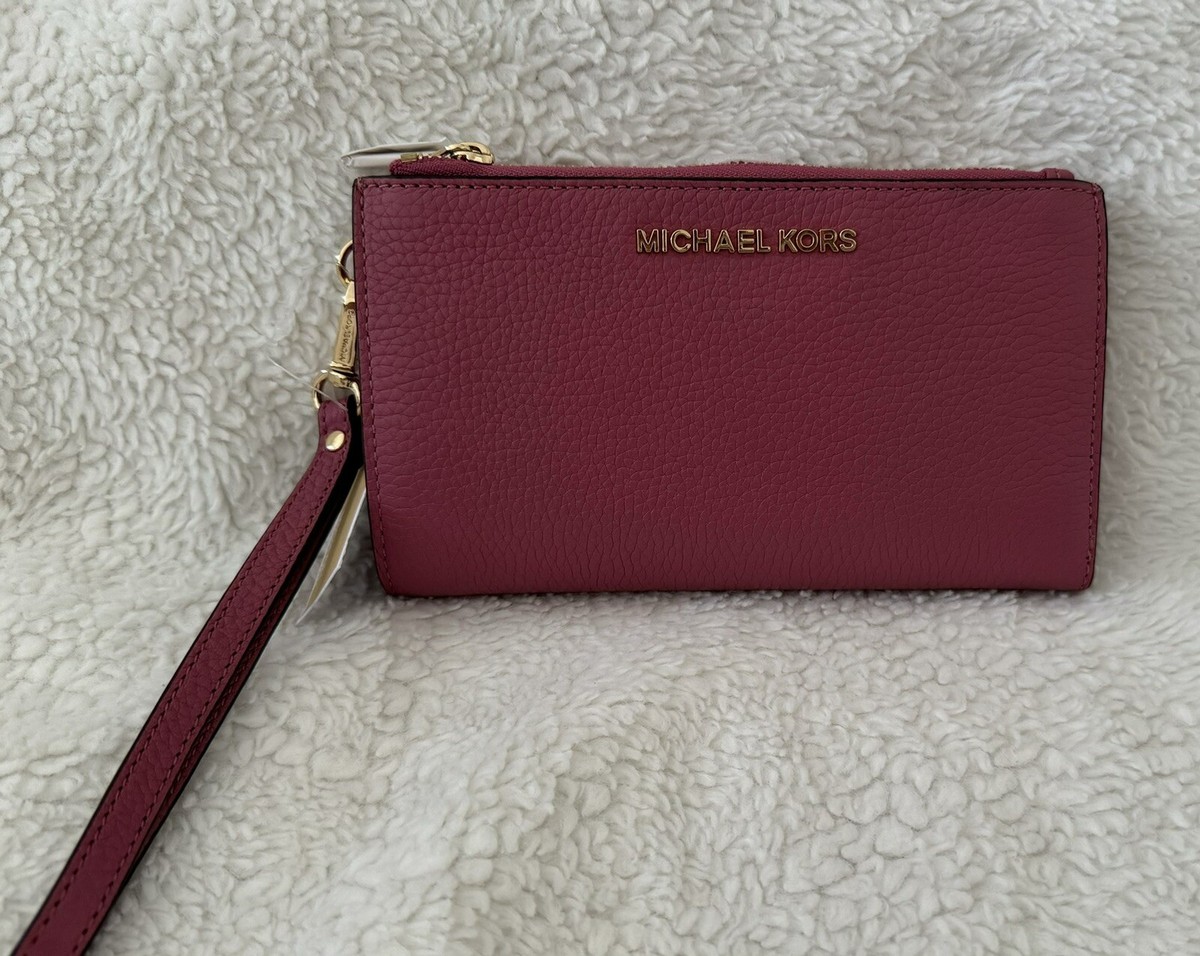 MICHAEL KORS Jet Set Travel Double Zip Wristlet Adele leather