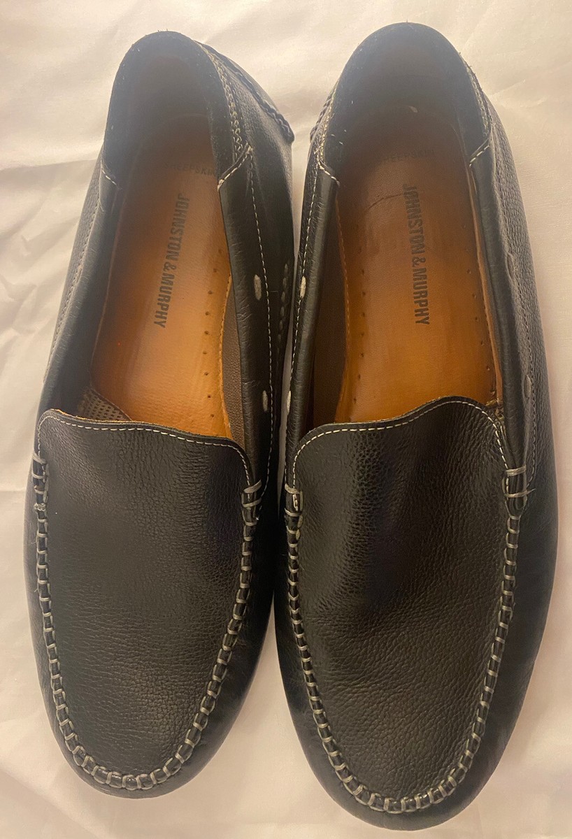 JOHNSTON & MURPHY Black Leather Cushioned Loafers Shoes Mens  display picture 3