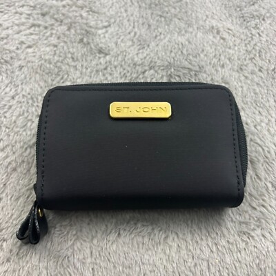 St John Collection Key Finder Ring Coin Purse Holder Black Gold Logo Classic