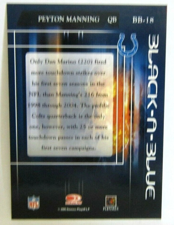 Peyton Manning 2005 Donruss Zenith Black A Blue Duflex Insert!Colts QB GOAT HOF - Image 2 of 2
