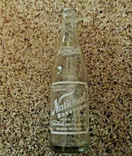 VINTAGE NATIONAL BEVERAGES ADVERTISING SODA POP CLEAR GLASS BOTTLE SAGINAW 
