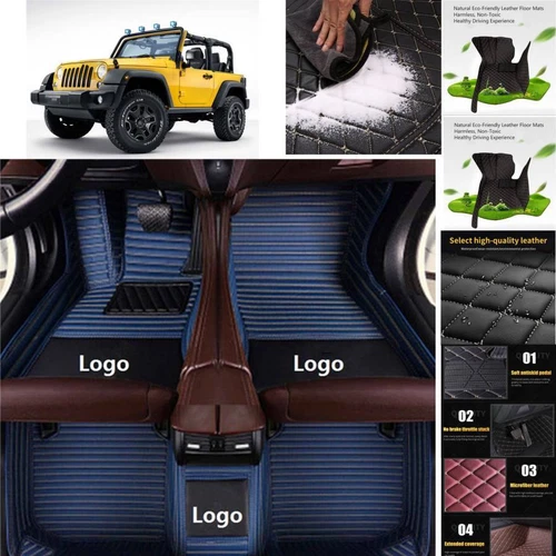 Fit For JEEP Wrangler All Models Car Floor Mats Custom Waterproof Luxury Carpets - Picture 12 of 28