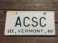 1960 Vermont vanity license plate ACSC