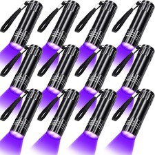 12PCS UV Blacklight Flashlights LED Handheld Mini Light Flashlight 395nm 9 LED