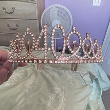 Rose Gold 40th Birthday Tiara Crown with Clear Rhinestones, Adult Unisex