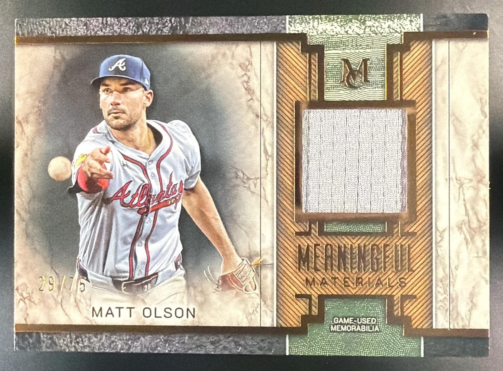 2025 Topps Museum Collection Matt Olson Meaningful Material Relic Copper /75 MEM