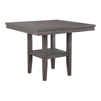 Sunset Trading Shades of Gray 45'' Square Wood Pub Table & Storage Shelf in Gray