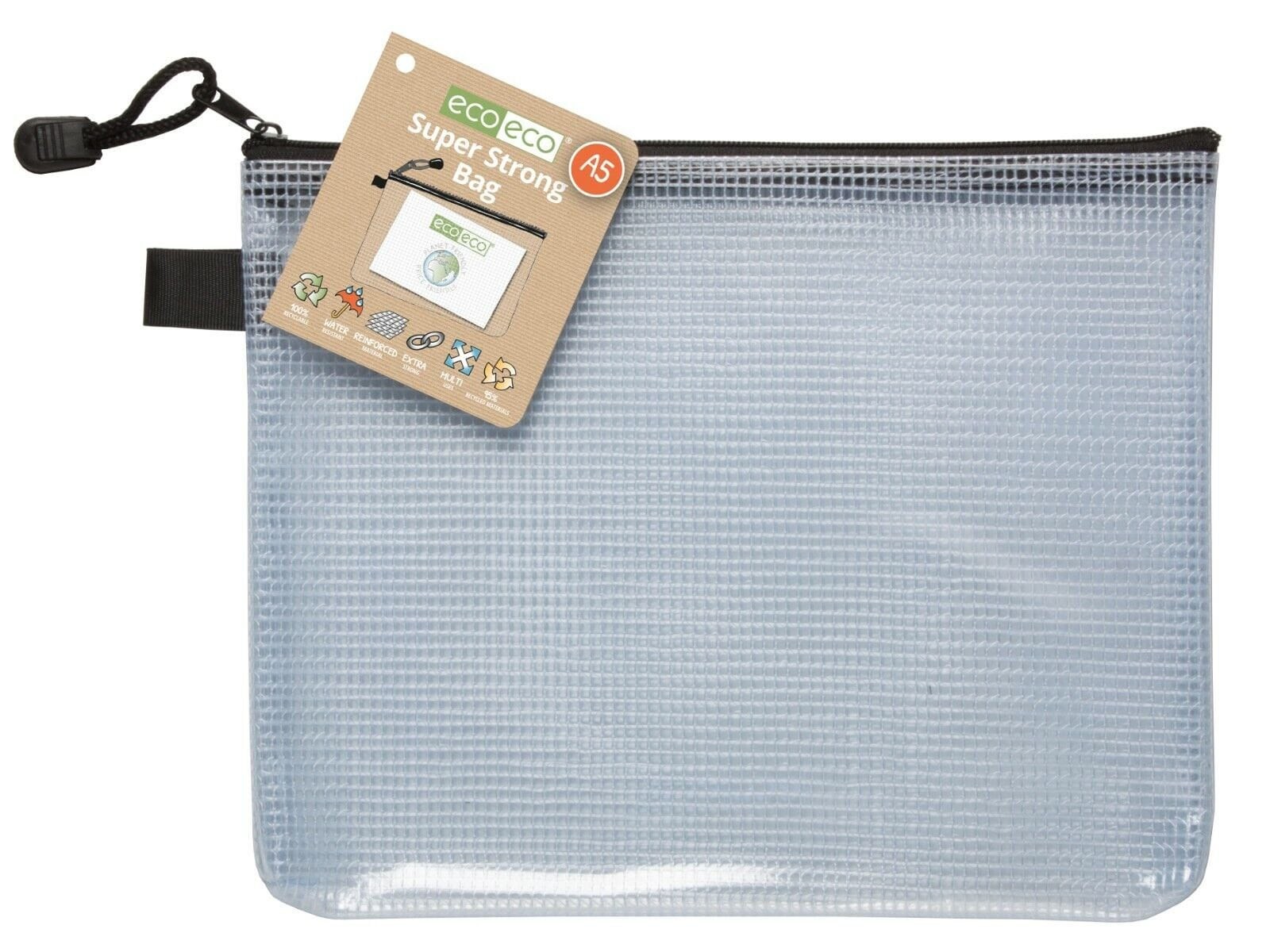 A5 Super Strong Bag, Waterproof Mesh Tuff Bag Black Zip Closer Reinforced ECO038
