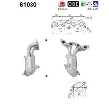 AS Katalysator 61080 für HYUNDAI i30 Hatchback Van GDE PDE PD PDEN GD MPI KIA JD