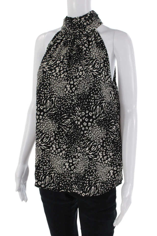Blusa Joie Feminina Estampa Animal Halter Top Preta Branca Tamanho Médio - Imagem 2 de 4
