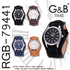 G&B Men's Quartz Watch Leather Strap Analogue Elegant 30m New