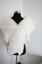 100 Real Fox Fur Cape /neck Wrap/scarf White Jacket Collar 180 23cm Stole