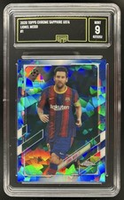 2020 Topps Chrome Sapphire UEFA Lionel Messi #1 Barcelona GMA 9