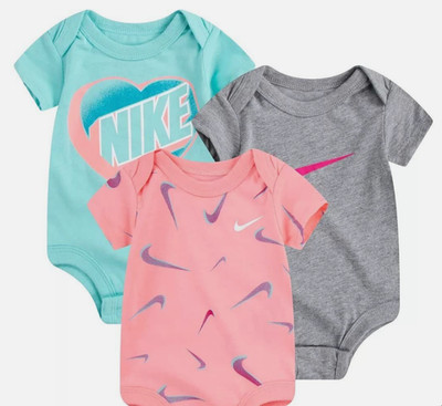 NEW Nike Infant Short Sleeve Bodysuits 3 Pack - TEAL BRAND NEW! NWT 3 sizes!